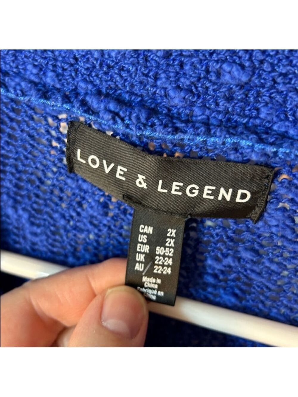 Love & Legend blue knit textured buttoned cardigan size 2X - Picture 3 of 6